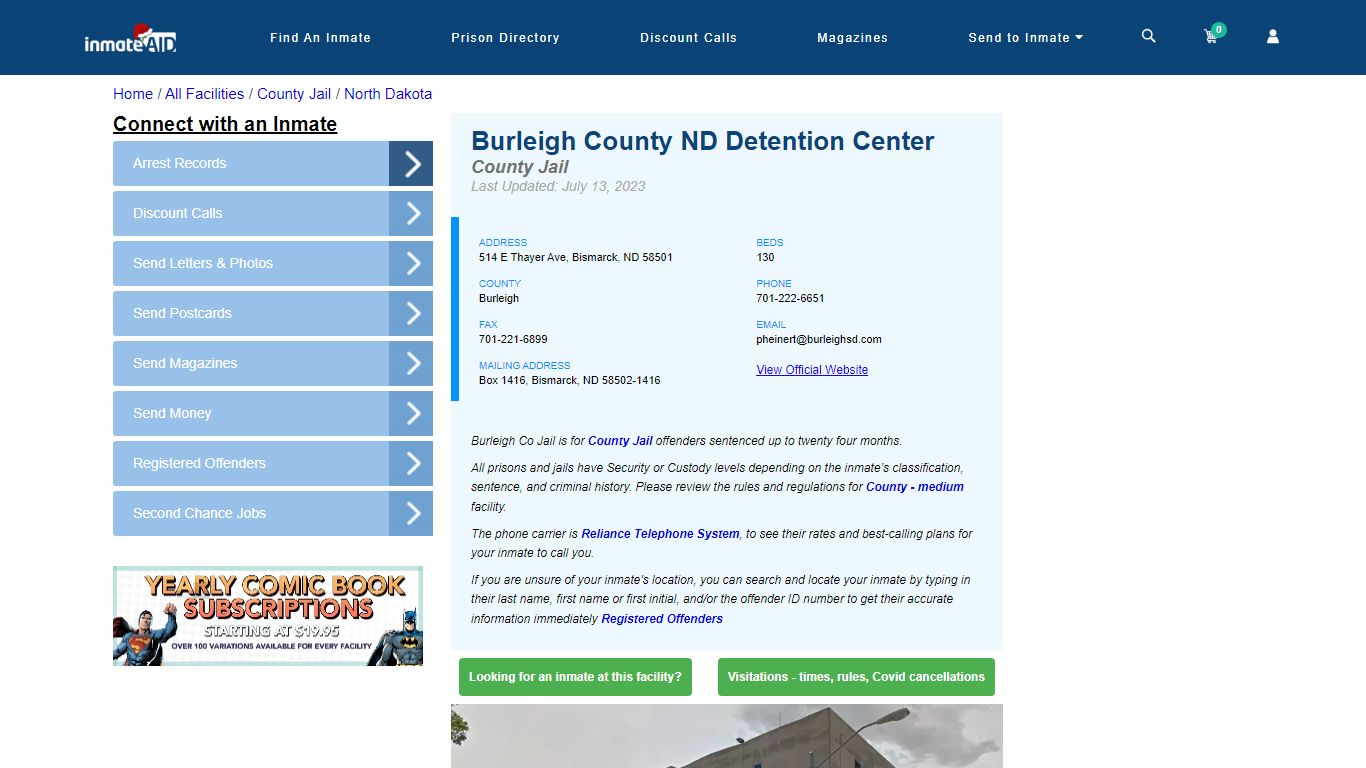 Burleigh County ND Detention Center - Inmate Locator - Bismarck, ND